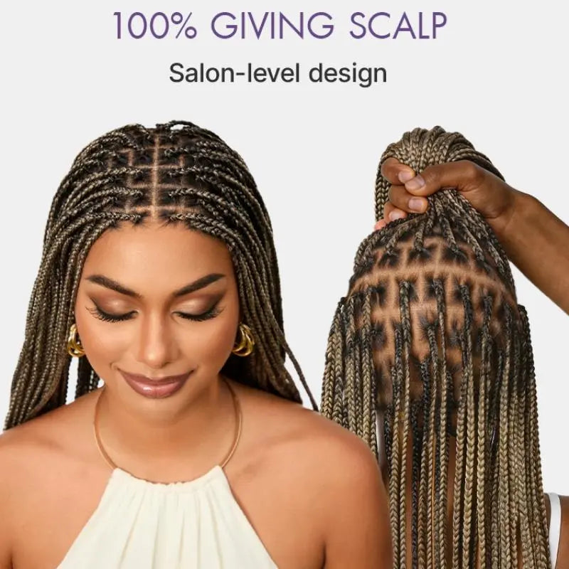 🔥[New Arrival]🔥 OwnScalp Salon Braids Super Natural Scalp Full HD Lace Knotless Box Braided Wig
