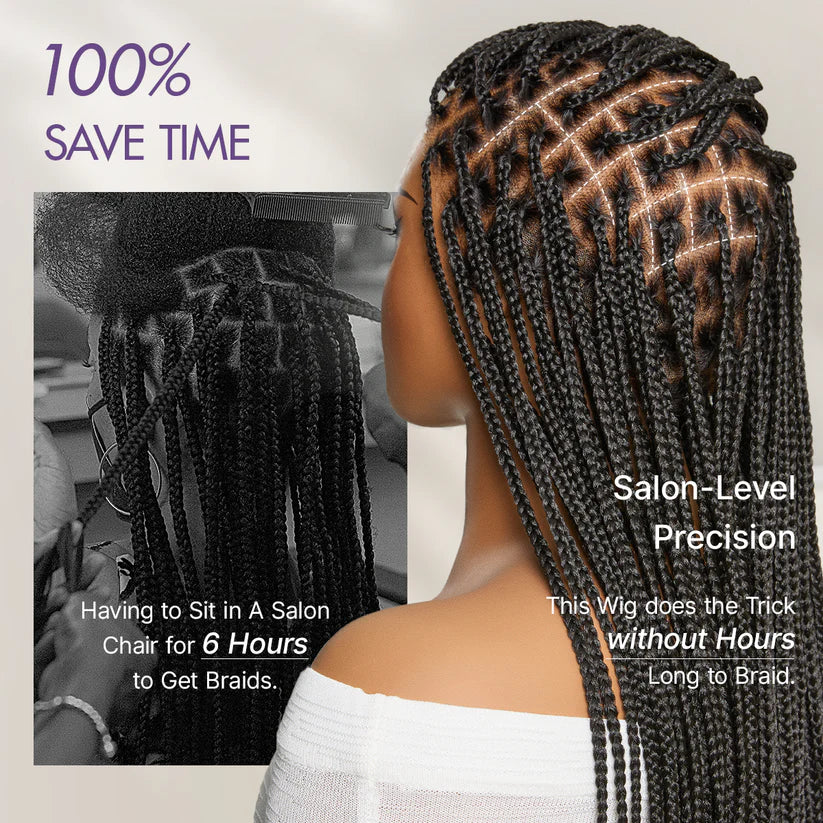 💥[New Arrival] OwnScalp Salon Braids Super Natural Scalp Full HD Lace Knotless Box Braided Wig