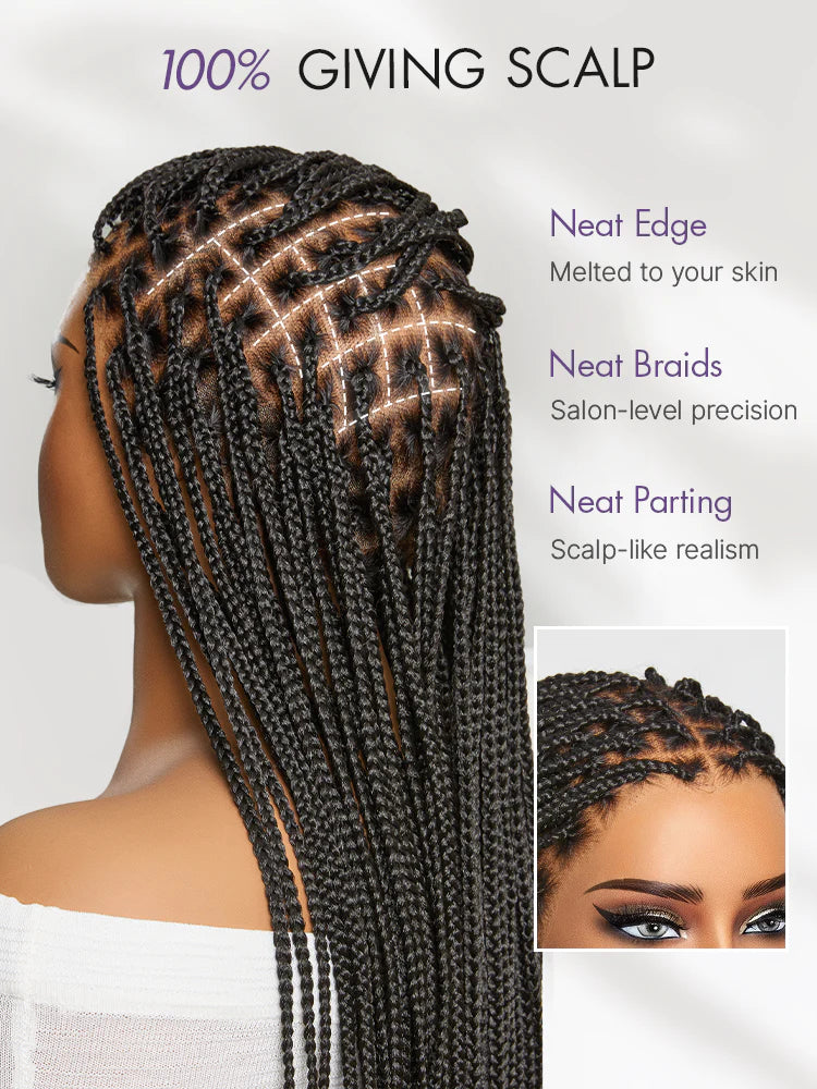 💥[New Arrival] OwnScalp Salon Braids Super Natural Scalp Full HD Lace Knotless Box Braided Wig