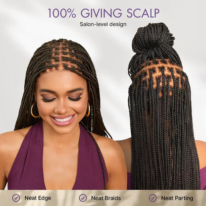 🔥[New Arrival]🔥 OwnScalp Salon Braids Super Natural Scalp Full HD Lace Knotless Box Braided Wig