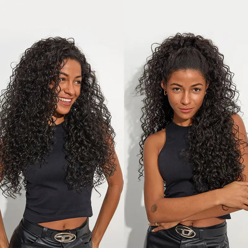 ⚠️⚠️ Hurry! 60% OFF Blend Human Hair Shaggy Waves 3-in-1 Half Wig