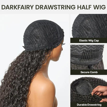 ⚠️⚠️ Hurry! 60% OFF Blend Human Hair Shaggy Waves 3-in-1 Half Wig